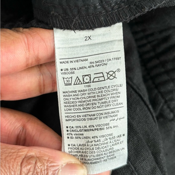 Old Navy High Rise Straight Taper Linen Pants Black Pull On Drawstring Womens 2X - Picture 12 of 12